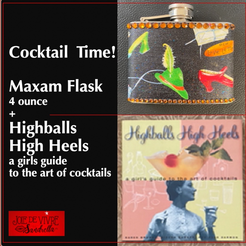 Cocktail Time! Highballs High Heels Book + Maxam 4 oz Flask
